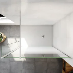 Paroi de douche avec 40 cm retour pivotant - 90 x 200 cm - 8 mm Verre effet Brume, finition chrome avec barre de fixation 140cm