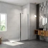 Paroi de douche avec 40 cm retour pivotant - 80 x 200 cm - 8 mm Verre effet Brume, finition chrome avec barre de fixation 140cm* Paroi De Douche