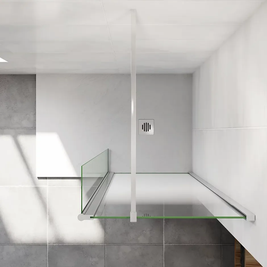 Paroi de douche avec 40 cm retour pivotant - 80 x 200 cm - 8 mm Verre effet Brume, finition chrome avec barre de fixation 140cm* Paroi De Douche