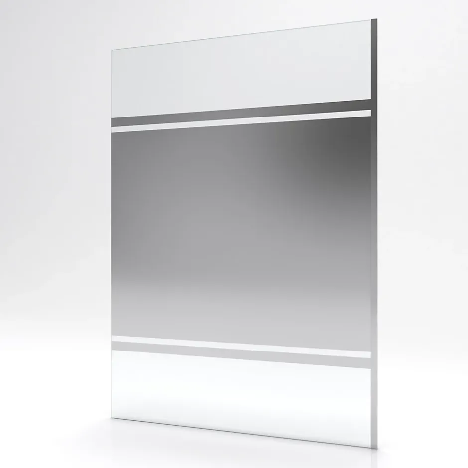 Aurlane Paroi de Douche avec Bande Miroir 140x200cm - Verre 8mm - Profilé Chrome - FREEDOM 2 MIRROR
