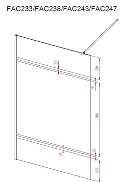 Aurlane Paroi de Douche avec Bande Miroir 140x200cm - Verre 8mm - Profilé Chrome - FREEDOM 2 MIRROR