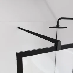 Aurlane Paroi de douche avec pivot 120+40x195cm - Sérigraphie type Briques et Profilés Noir - DARK BLOCKS* Paroi De Douche