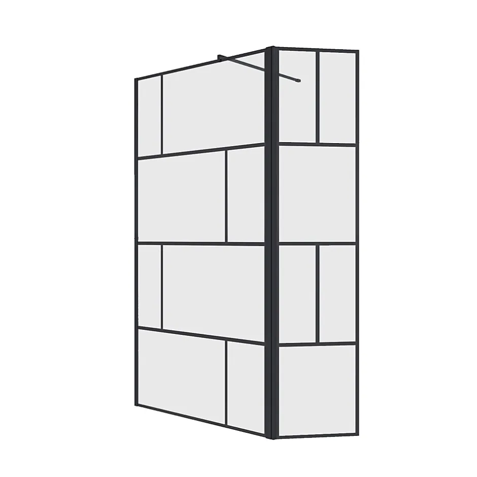 Aurlane Paroi de Douche avec Volet Pivotant 100+40x195cm - Verre 8mm Anticalcaire - Motifs et Profilés Noir
