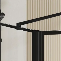 Aurlane Paroi de Douche avec Volet Pivotant 80+40x195cm - Verre 8mm Anticalcaire - Motifs et Profilés Noir* Paroi De Douche