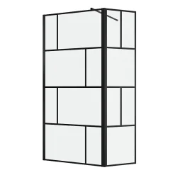 Aurlane Paroi de Douche avec Volet Pivotant 80+40x195cm - Verre 8mm Anticalcaire - Motifs et Profilés Noir* Paroi De Douche
