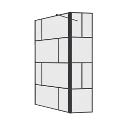 Aurlane Paroi de Douche avec Volet Pivotant 120+40x195cm - Verre 8mm Anticalcaire - Motifs et Profilés Noir* Paroi De Douche
