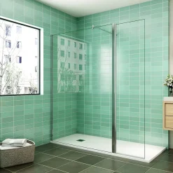 AICA Sanitaire Paroi de douche Chrome 100 x 200 cm avec volet pivotant à 180 degré - Verre anticalcaire - Barre de stabilisation incluse* Paroi De Douche