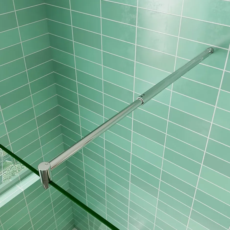 AICA Sanitaire Paroi de douche Chrome 100 x 200 cm avec volet pivotant à 180 degré - Verre anticalcaire - Barre de stabilisation incluse* Paroi De Douche