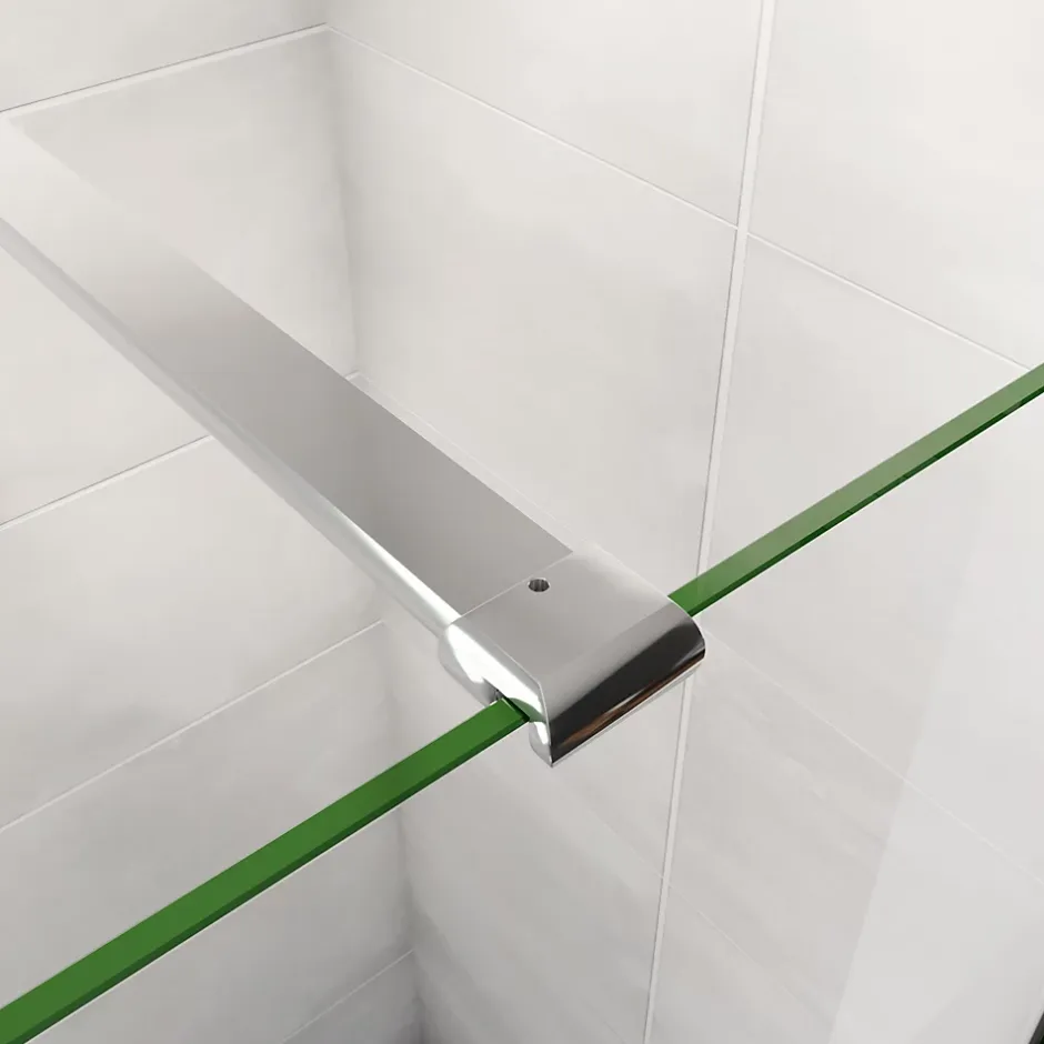 Paroi de douche chrome 90x190cm,6mm verre anticalcaire avec bandes horizontales sérigraphiées,avec barre de fixation 90cm* Paroi De Douche