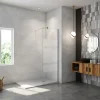 paroi de douche chrome 80x190cm,6mm verre anticalcaire avec bandes horizontales sérigraphiées,barre de fixation 140cm en carré