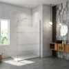 Paroi de douche chrome 140x190cm,6mm verre anticalcaire avec bandes horizontales sérigraphiées,avec barre de fixation 90cm* Paroi De Douche
