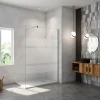 Paroi de douche chrome 120x190cm,6mm verre anticalcaire avec bandes horizontales sérigraphiées,barre de fixation 140cm en carré* Paroi De Douche