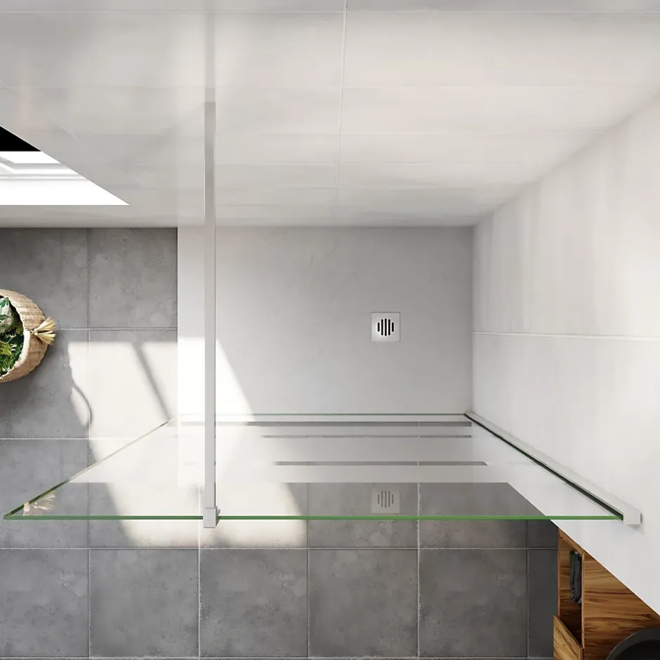 Paroi de douche chrome 120x190cm,6mm verre anticalcaire avec bandes horizontales sérigraphiées,barre de fixation 140cm en carré* Paroi De Douche
