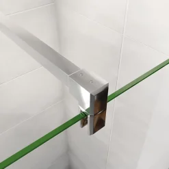 Paroi de douche chrome 120x190cm,6mm verre anticalcaire avec bandes horizontales sérigraphiées,barre de fixation 140cm en carré* Paroi De Douche
