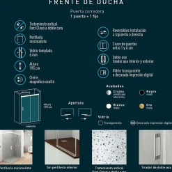 Baño Total Paroi de douche coulissante 1 porte 1 fixe 1 porte 100 cm (Adaptable 95-99cm) Verre 6 mm clair anti-calcaire Profil Chrome* Porte De Douche