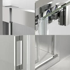 Baño Total Paroi de douche coulissante 1 porte 1 fixe 1 porte 100 cm (Adaptable 95-99cm) Verre 6 mm clair anti-calcaire Profil Chrome* Porte De Douche
