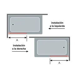 Kassandra Paroi de douche coulissante DELTA - Noir Mat - 113-115.6 cm - Fermeture amortie - Réversible - Anticalcaire