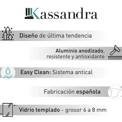 Kassandra Paroi de douche coulissante DELTA - Noir Mat - 113-115.6 cm - Fermeture amortie - Réversible - Anticalcaire