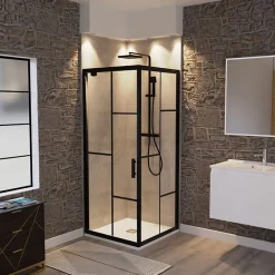 Cuisibane Paroi de douche d'angle avec porte pivotante 80x80 ATELIA