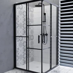 Cuisibane Paroi de douche d'angle effet verrière ATELIA 100 cm x 100 cm* Porte De Douche