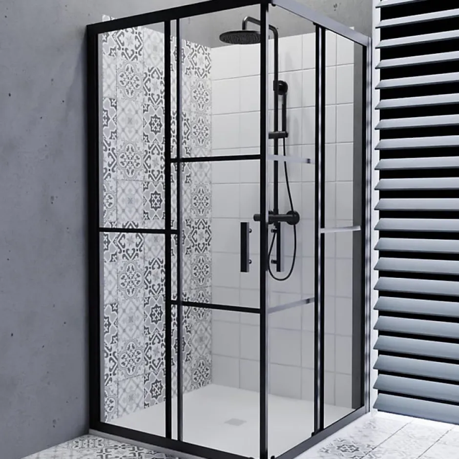 Cuisibane Paroi de douche d'angle effet verrière ATELIA 100 cm x 100 cm* Porte De Douche