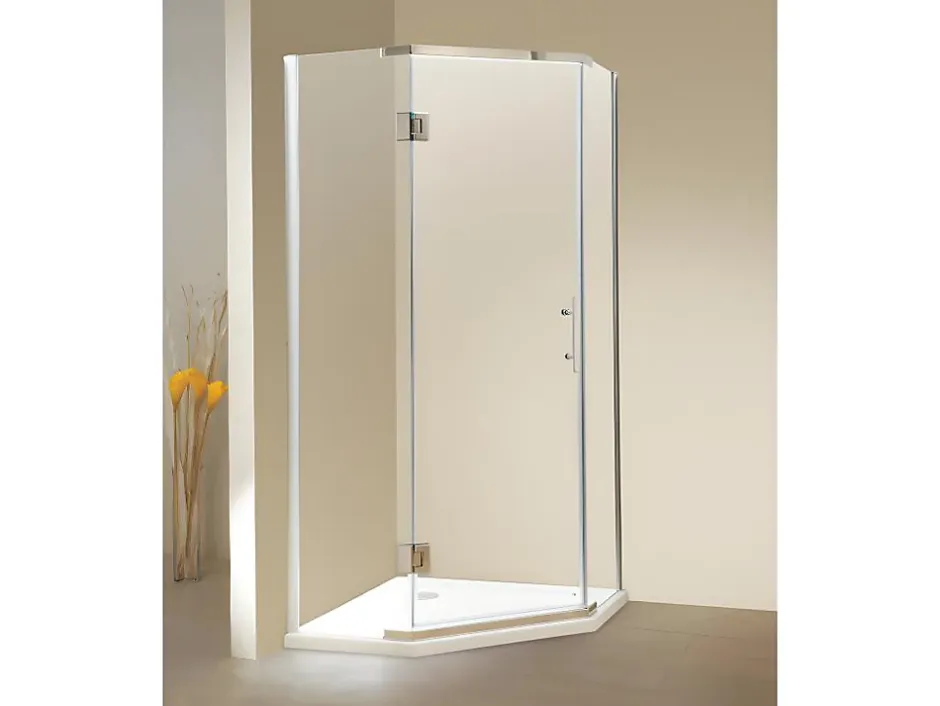 Vente-unique Paroi de douche d'angle porte battante - receveur inclus - ARDIA - 90x185 cm* Paroi De Douche
