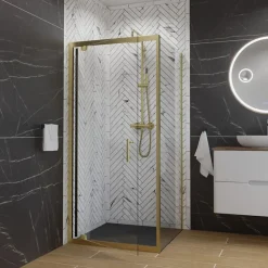 Cuisibane Paroi de douche d'angle porte pivotante + retour fixe GOLDY 90 cm x 90 cm* Porte De Douche