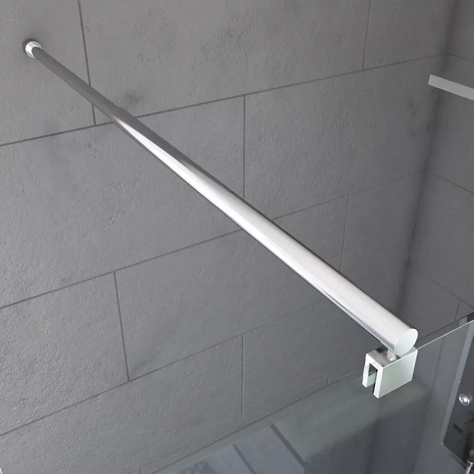 Aurlane Paroi de Douche Dépolie 140x200cm + Barre de fixation extensible - Verre 8mm - Finition Chrome* Paroi De Douche
