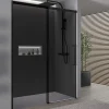 Bernstein Paroi de douche en niche 195x110cm, profil noir mat, Verre gris 8mm, Cabine de douche encastrée porte coulissante - DX906 FLEX