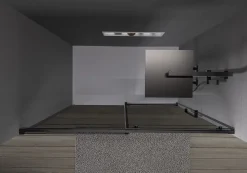 Bernstein Paroi de douche en niche 195x110cm, profil noir mat, Verre gris 8mm, Cabine de douche encastrée porte coulissante - DX906 FLEX