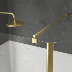 Aurlane Paroi de Douche et Volet Pivotant 100+40x200 cm - Profilé + Barre de Fixation Or Doré Brossé