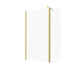 Aurlane Paroi de Douche et Volet Pivotant 100+40x200 cm - Profilé + Barre de Fixation Or Doré Brossé