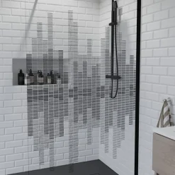 Cuisibane Paroi de douche fixe 110 cm x 200 cm motif MANHATTAN - Verre 8 mm