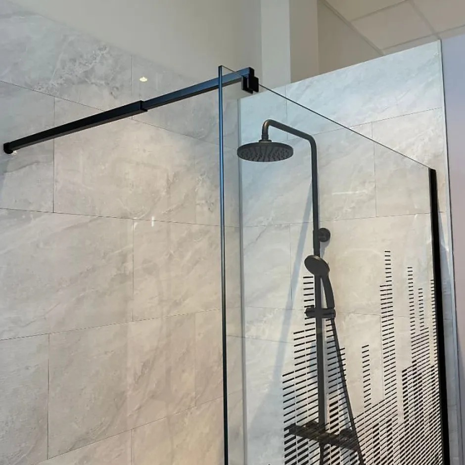 Cuisibane Paroi de douche fixe 110 cm x 200 cm motif MANHATTAN - Verre 8 mm