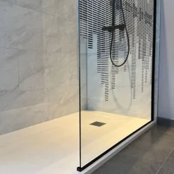 Cuisibane Paroi de douche fixe 110 cm x 200 cm motif MANHATTAN - Verre 8 mm