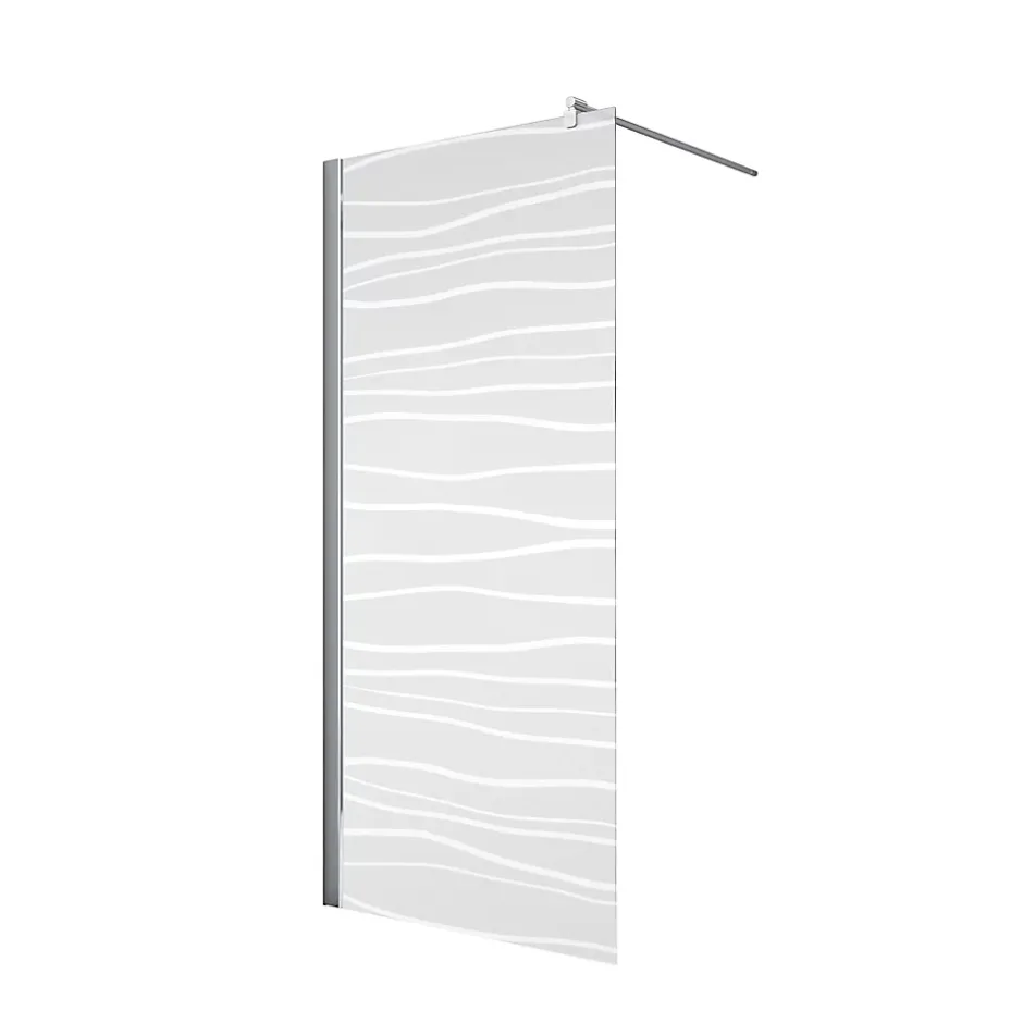 Paroi de douche fixe à l'italienne l.120xH.190cm, Walk In, verre transparent anticalcaire 6mm, décor Mistral, profilé chromé, Schulte NewStyle* Paroi De Douche