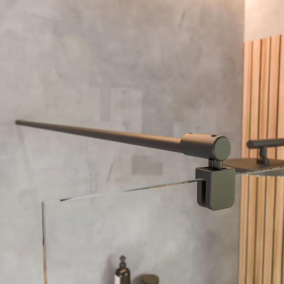 Paroi de douche fixe à l'italienne l.120xH.190cm, Walk In, verre transparent anticalcaire 6mm, profilé noir, Schulte NewStyle* Paroi De Douche