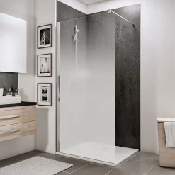 Paroi de douche fixe à l'italienne l.100xH.200cm, verre brume anticalcaire 6mm, profilé chromé, Schulte NewStyle