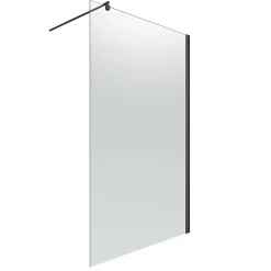 Paroi de douche fixe à l'italienne l.140xH.200cm, verre brume 6mm, profilé noir mat, Schulte NewStyle