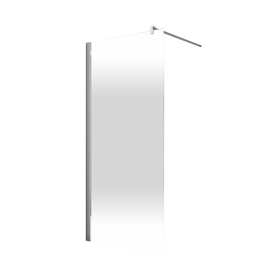 Paroi de douche fixe à l'italienne l.100xH.190cm, Walk In, verre transparent anticalcaire 5-6mm, décor Brouillard, profilé chromé, Schulte NewStyle
