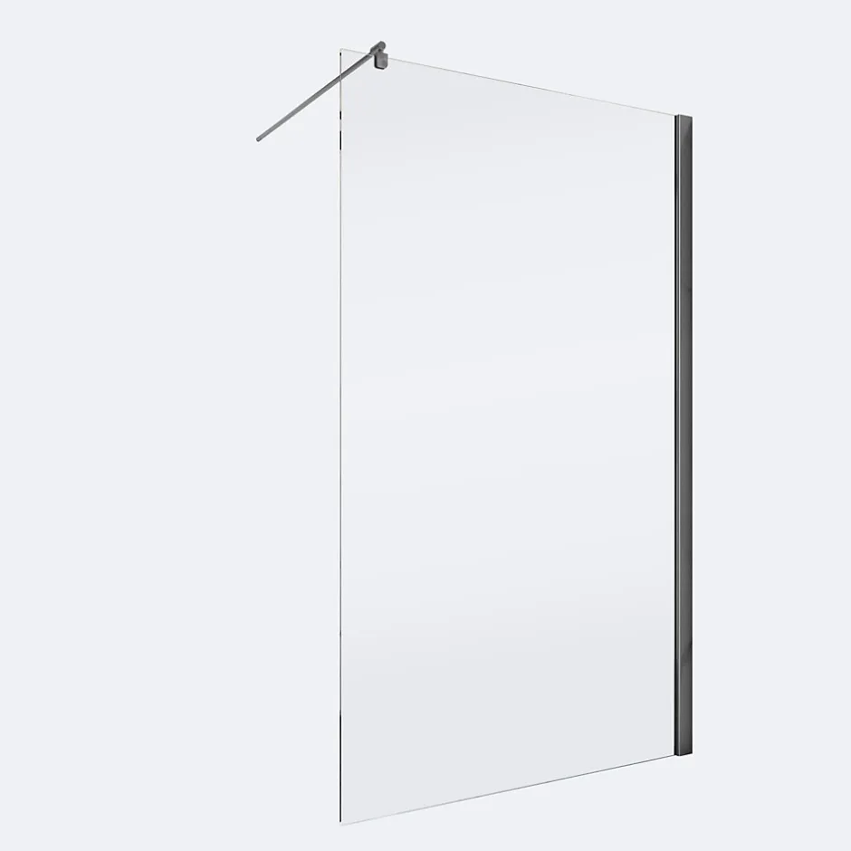 Paroi de douche fixe à l'italienne l.90xH.200cm, Walk In, verre transparent anticalcaire 6mm, profilé gun metal, Schulte NewStyle* Paroi De Douche