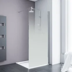 Paroi de douche fixe à l'italienne l.140xH.200cm, Walk In, verre brume 6mm, profilé chromé, Schulte NewStyle