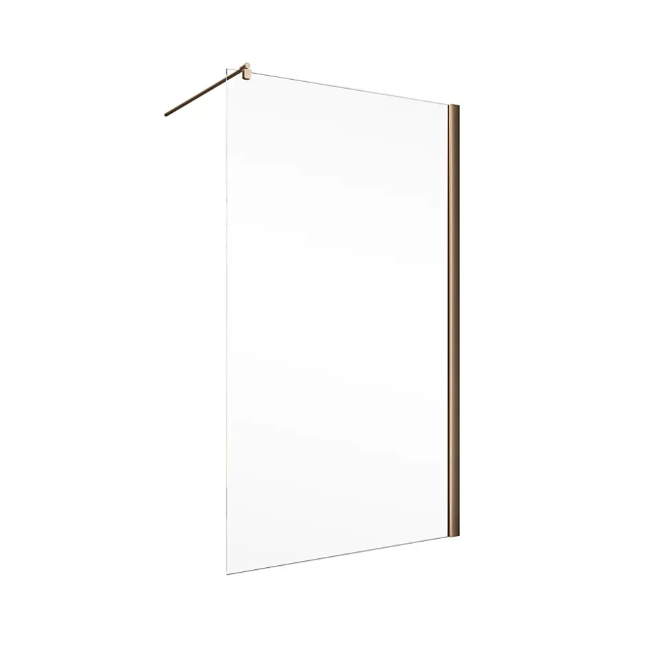 Paroi de douche fixe à l'italienne l.120xH.200cm, Walk In, verre transparent anticalcaire 6mm, profilé cuivré, Schulte NewStyle