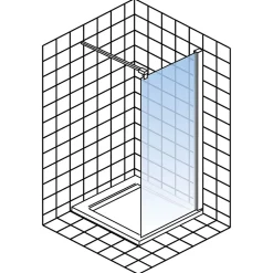Paroi de douche fixe à l'italienne l.120xH.200cm, Walk In, verre transparent anticalcaire 6mm, profilé cuivré, Schulte NewStyle