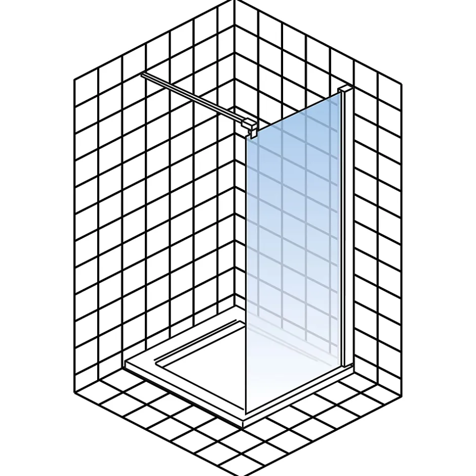 Paroi de douche fixe à l'italienne l.120xH.200cm, Walk In, verre transparent anticalcaire 6mm, profilé cuivré, Schulte NewStyle