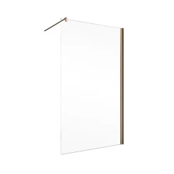 Paroi de douche fixe à l'italienne l.100xH.200cm, Walk In, verre transparent anticalcaire 6mm, profilé cuivré, Schulte NewStyle