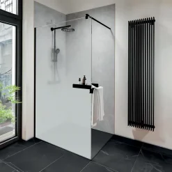 Paroi de douche fixe à l'italienne l.120xH.200cm, verre brume 6mm, profilé noir mat, Schulte NewStyle* Paroi De Douche