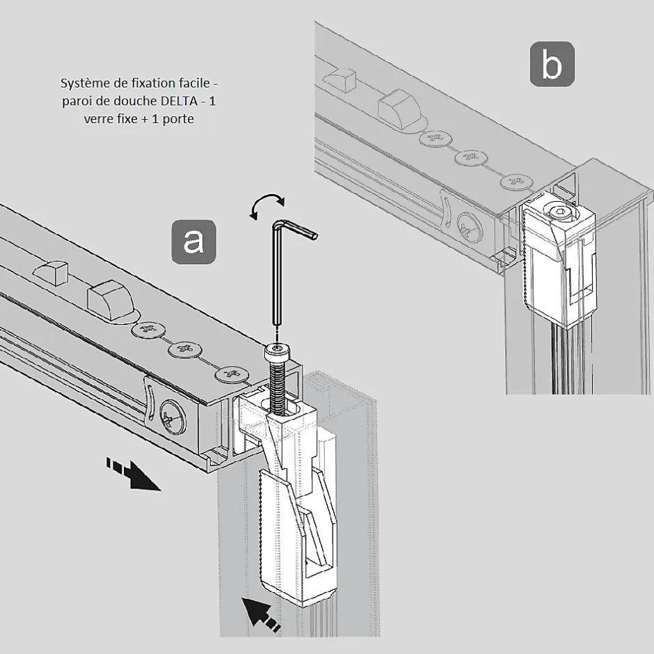 Kassandra Paroi de douche fixe + porte coulissante DELTA 120-122.6 cm* Porte De Douche