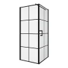 Vente-unique Paroi de douche fixe avec porte pivotante serigraphiée noir mat - 80 x 80 x 190 cm - CAPARICA