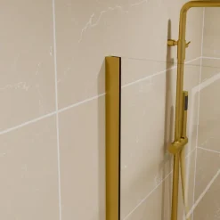 Cuisibane Paroi de douche fixe dorée 110 cm x 200 cm GOLDY - Verre 8 mm